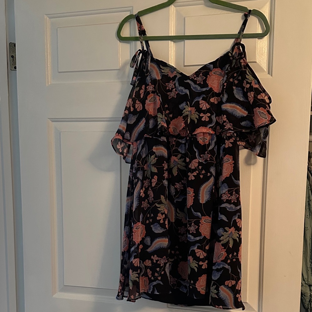Guess Black and Pink Floral Mini Dress